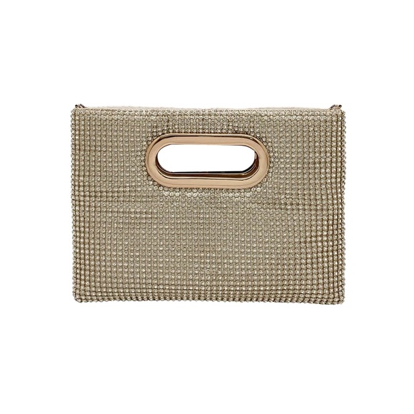 La Regale Handbags - La Regale Brielle Crystal Mesh Self Handle Clutch | Gold | New with Tags